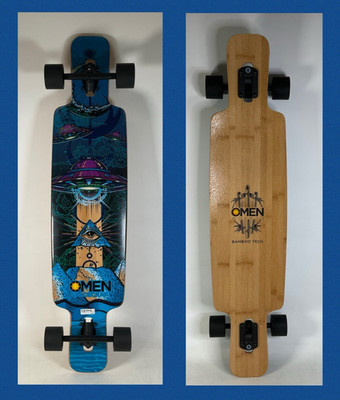 NEW Omen Boards Bamboo Tech 41.5'' UFO Drop Thru Longboard With Hurricane Wheels