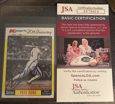 Pete Rose Autograph/Signed Topps Baseball Card - JSA COA