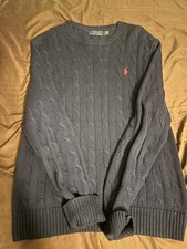 Polo Ralph Lauren Men  s Navy Cable Knit Sweater Size Medium