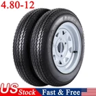 Set of 2 Trailer Tires 4.80-12 4.80x12 Tires & Rims 4 Lug Load Range C 6PR Tyres