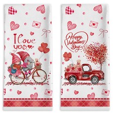 Valentines Day Kitchen Towels, Heart Valentine's Day Hand Towels Sets of 2, G...