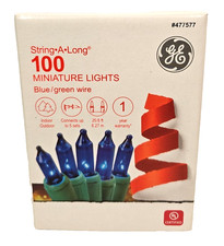 Brand New GE 100 String-A-Long Miniature Blue Lights 477576 indoor/outdoor