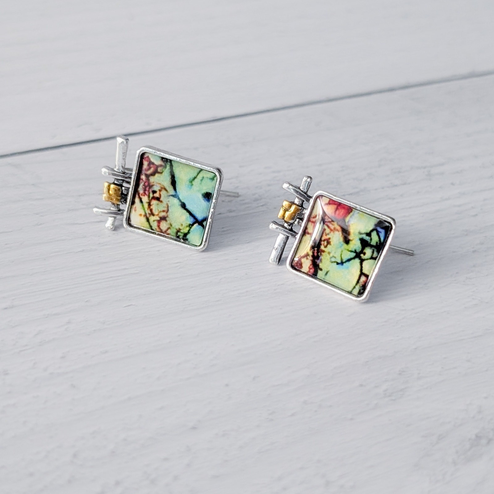 Statement Hook Dangle Earrings - Multi Colored & … - image 4