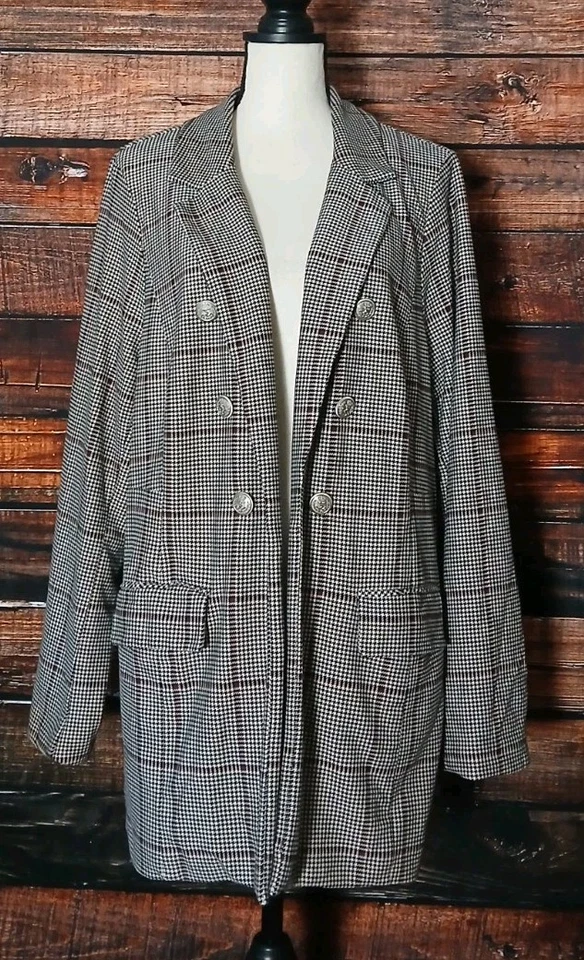 Torrid Studio Blazer Jacket Size 3 3X Houndstooth Plaid Ponte Stretch Relaxed - Image 3 of 4
