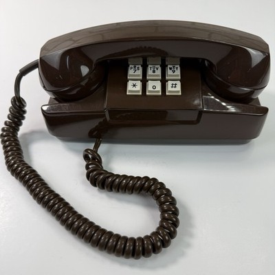 Vtg Starlite GTE Automatic Electric Desk Mount Push Button Phone Brown Untested