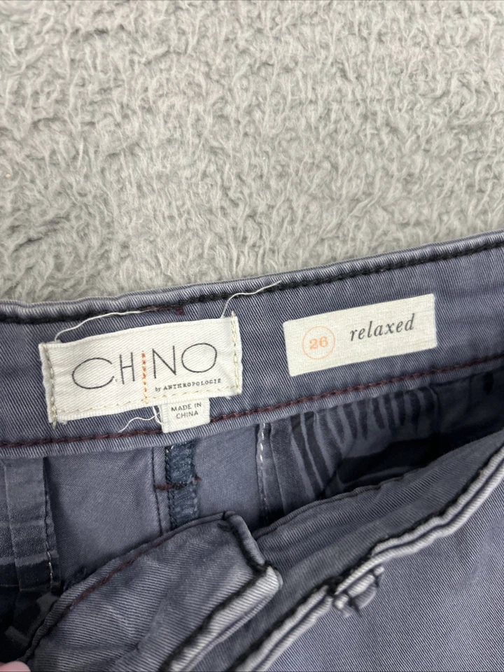 Pantalones Cortos Chino By Anthropologie Mujer Talla 26 Calce Relajado Gris Algodón Verano Foto 3 de 4