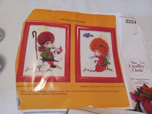 Crewel Embroidery Kit Heavenly Friends Vtg 1982 Angels The Creative Circle 2224 