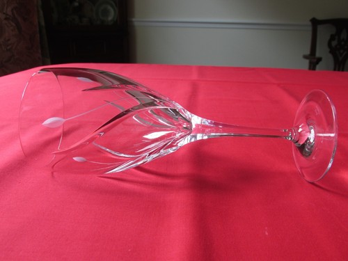 Set 2 Signed Royal Doulton England LISA Cut Plant Crystal Water Goblets 8 3/8" B - Picture 5 of 8