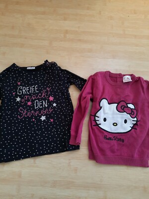 2 Mädchen Pullover Hello Kitty und Sterne Gr.86