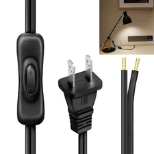 Lamp Cord has Button Switch UL304 2A/120V,Plug,Stripped Ends Ready for Wiring 18