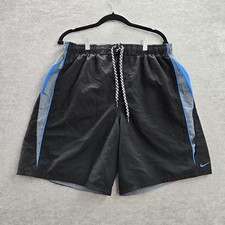 VINTAGE Nike Men Swimwear XL Black Trunks Swoosh Embroidery Y2K