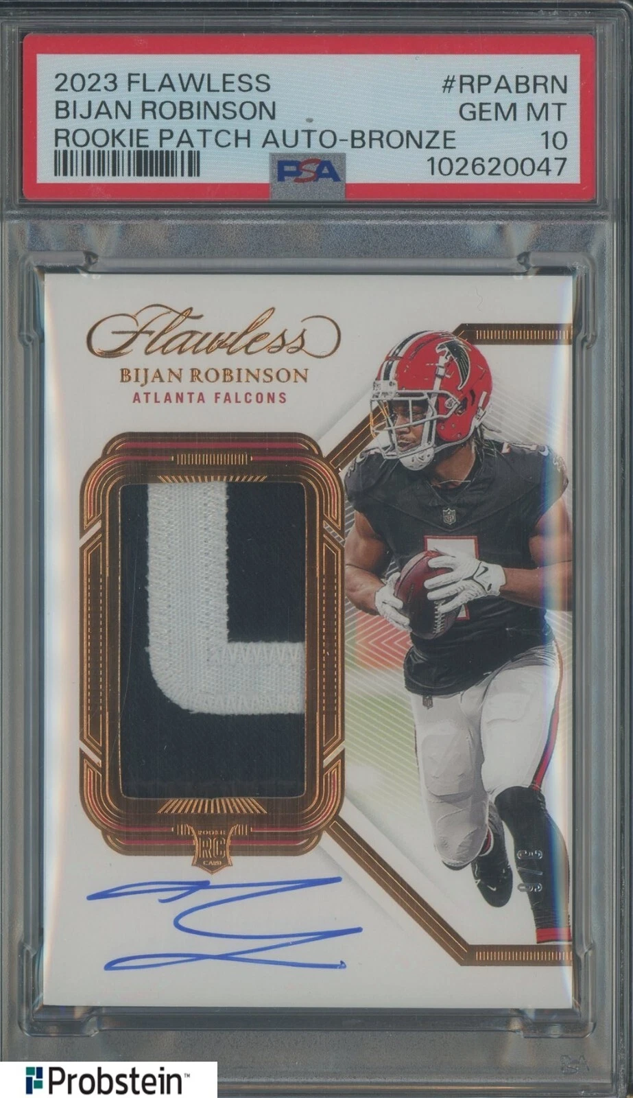 Bijan Robinson Panini Flawless Rookie Patch Autographs #RPABRN Bronze
