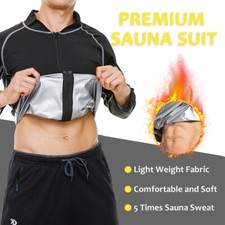 Sweat Sauna Jacket Long Sleeve Zipper Sweat Top Gym Fitness Slimming Sauna Shirt