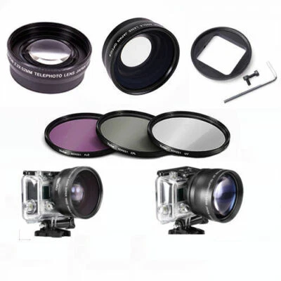 VIVITAR/XIT/DIGITAL CONCEPTS GOPRO HERO 10 BLACK WIDE ANGLE LENS+TELEPHOTO ZOOM LENS + FILTER KIT ADAPTOR INC