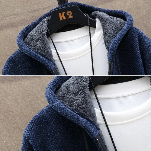 Men Thick Warm Fleece Lined Hooded Hoodie Winter Zip Up Coat Jacket Sweatshirt □ - Picture 8 of 27