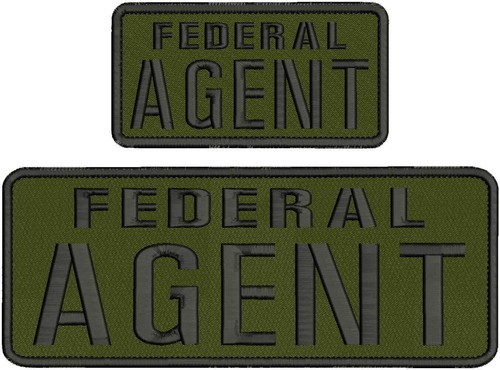 F AGENT EMBROIDERY PATCH 4X11 AND 3X6 HOOK ON BACK OD GREEN/BLK | eBay