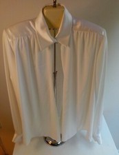 LEVINO VERNA LS Padded Shoulder Single Button Open Front Jacket-Ivory-SZ SMALL
