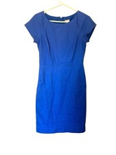 J.Crew Shift Dress Women's Sz 6 Cobalt Blue Lined Cap Sleeve Zip Classic Preppy