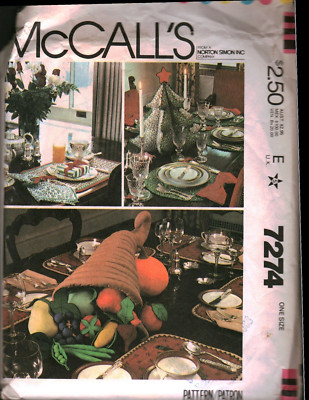 7274 VTG McCalls SEWING Pattern Christmas Holiday Table Setting Package Fruits