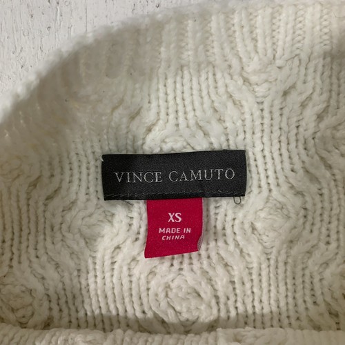 Vince Camuto Cable Knit Sweater Size XS White Dropped Shoulder Mock Neck Top - Picture 8 of 9