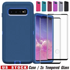 For Samsung Galaxy S10/S10+/S10e Case Heavy Duty Hybrid Cover / Screen Protector