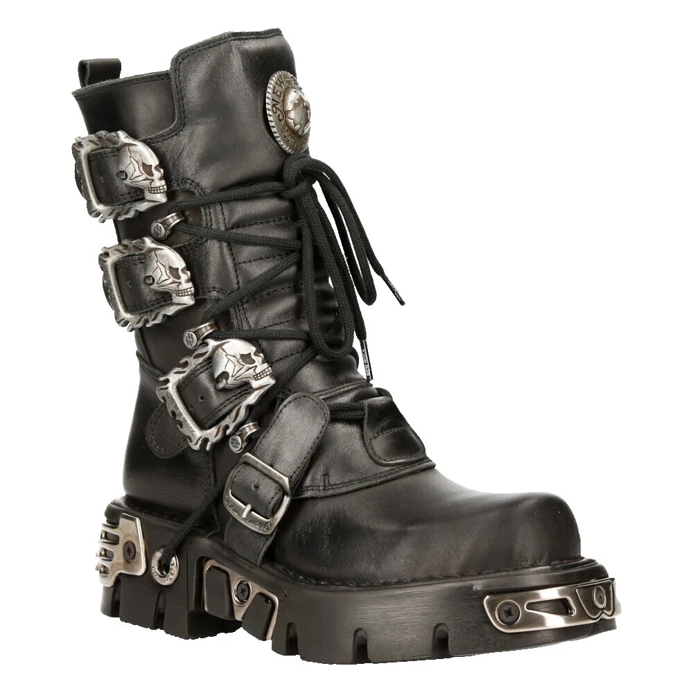 New Rock Leather Upper Black Boots for Men
