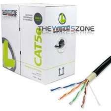 CAT5E Outdoor UTP Ethernet LAN Network CCA Direct Burial 1000' Feet 24 AWG Cable