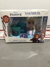 New Sealed Disney Frozen 2 Great Smile Set Toothbrush Holder Cup 3pcs Toy Rare