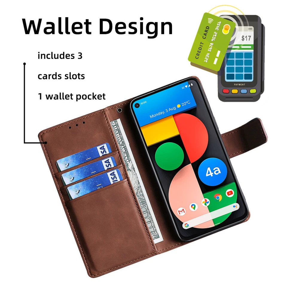 Flip Card PU Leather Cases For Google Pixel 10 9a 8a 7a 6a 8 7 6 9 Pro XL 5a 4A - Image 4 of 4