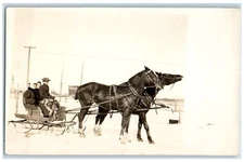 c1910's Horse Sleigh Newman Grove Nebraska NE RPPC Photo Antique Postcard