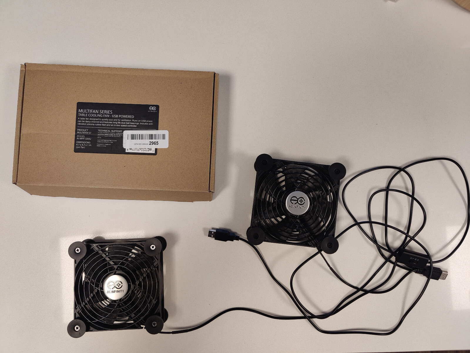 AC Infinity MULTIFAN S7 Quiet Dual 120 mm Usb Fan For Receiver Dvr