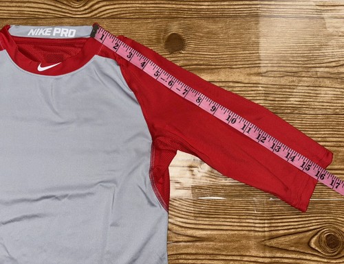 Nike Shirt Gray Red Pro Dri Fit 3/4 Sleeve Fitted MLB Baseball Boys Youth Medium - Picture 10 of 14