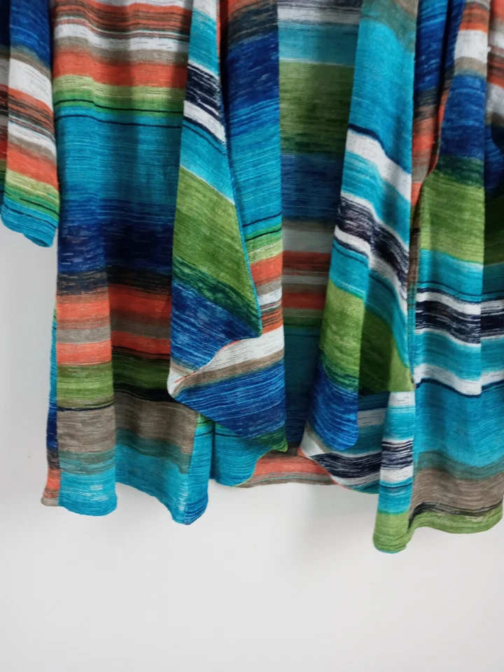 Peck &Peck Cardigan Sweater Women Size PXL  Green Multicolor Open Front - Image 2 of 4