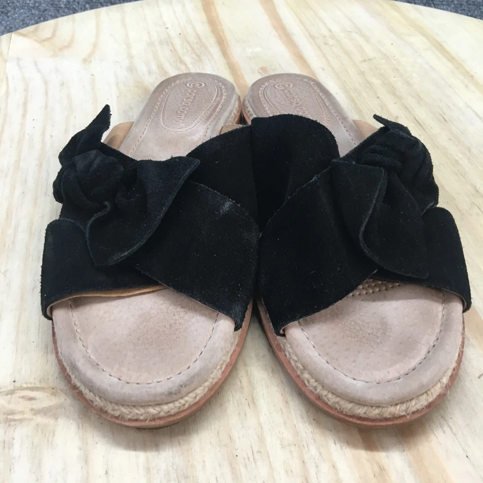 Corso Como Sandals Womens 7 M Glendyli Slide Flats Black Leather  Crisscross - Image 4 of 4