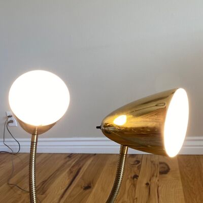 1950's American Mid-Century Gooseneck Double Head Atomic Age Desk