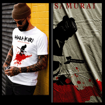Samurai t-shirt bushido code Japanese warrior Ronin Kanji harakiri White tee 