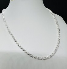 4mm Solid rope chain 925 Sterling silver men's women's necklace 16" - 30"