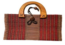Collapsible Double Handle Matchstick Shade Tote/Purse