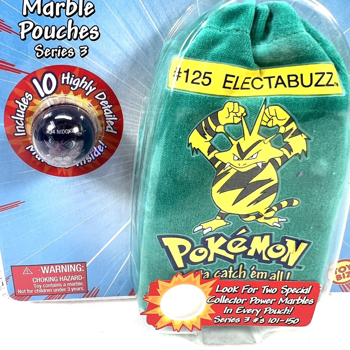 New Sealed Vintage Pokemon Collector Marble Pouches Series 3 #125 Electabuzz New Sealed Vintage Pokemon Collector Marble Pouches Series 3 #125 Electabuzz