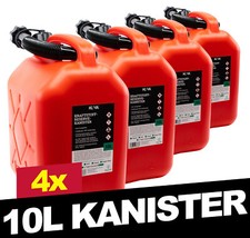 4x 10L BENZINKANISTER RESERVEKANISTER  AUSGIEßER KRAFTSTOFF DIESEL KANISTER ROT