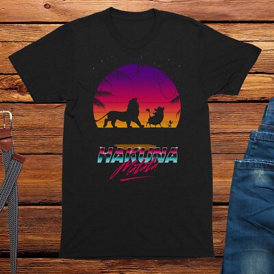 Neon Sunset No Worries Lion T-Shirt Mens comedy movie tshirt
