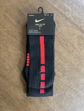 Nike Elite Basketball Crew Socks SX7622-010 Black Red Mens Large 8-12