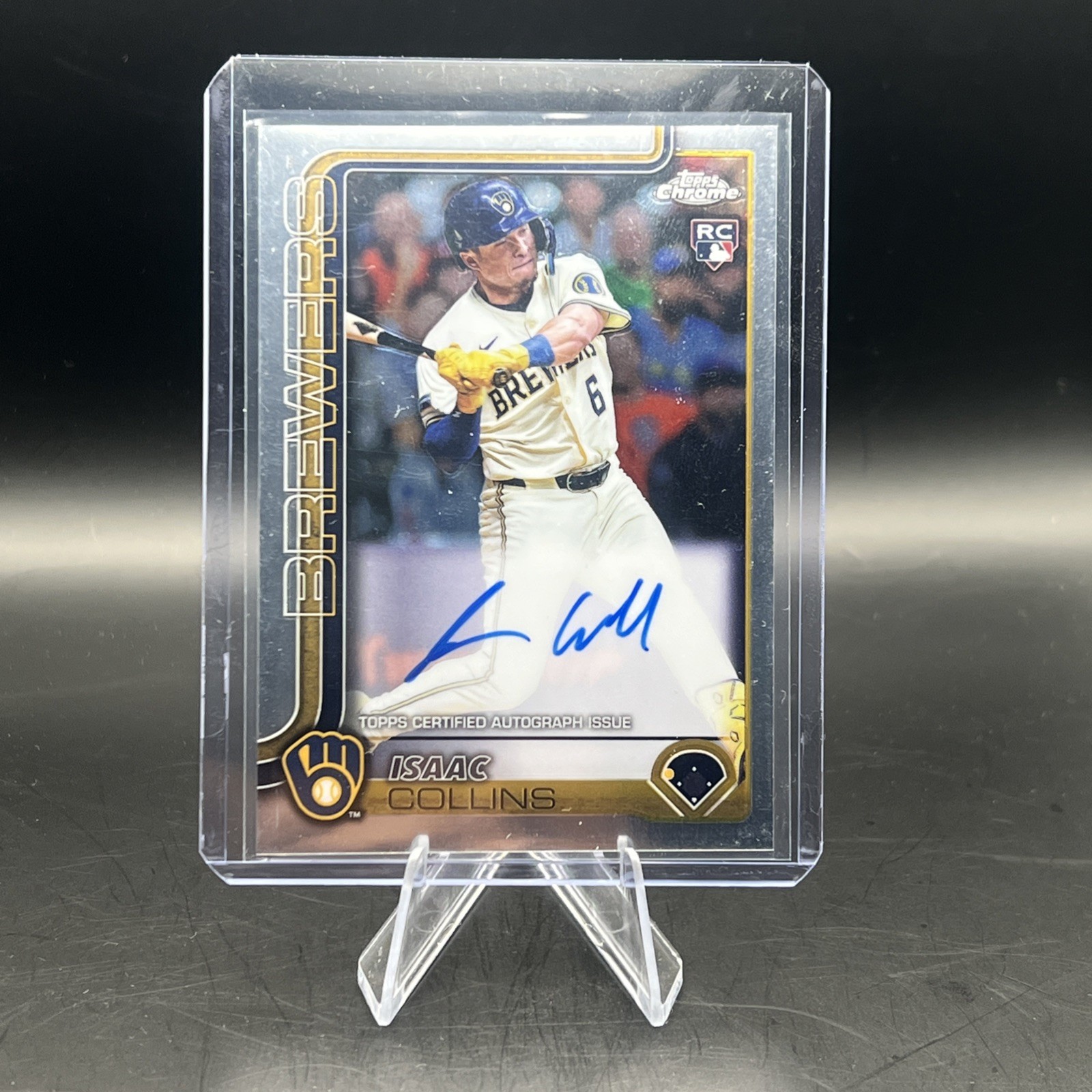 2025 Topps Chrome Isaac Collins Rookie Base On Card Autograph Milwaukee Brewers￼