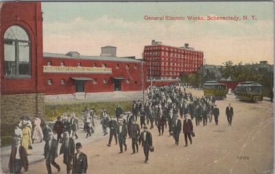 General Electric Works Schenectady New York NY Workers Trolley Car 1914 Postcard