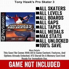 Tony Hawk s Pro Skater 3 100 Unlocked PlayStation Memory Card All Items PS1