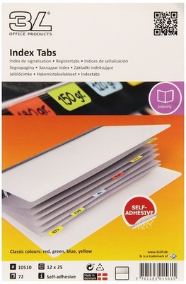 , 10510  Haftregister 3L, Permanent, 12x25 mm, Sortiert, 72 Stück, zum Markie...