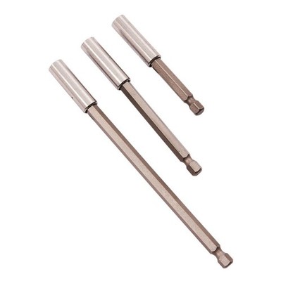 3tlg Magnet Bithalter Set 75mm 100mm 150mm - 1/4'' Sechskant Schnellspanner Verlängerung