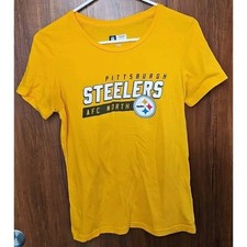 Pittsburgh Steelers Majestic Legend Logo Yellow T-Shirt Size Womens Medium NFL