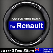 For Renault Carbon Fiber Black Car Steering Wheel Cover with Rubber Inner Ring