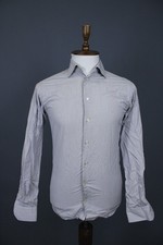 Eton Gray Pinstripes Slim Fit Long Sleeve Button Down Dress Shirt Size 38 / 15